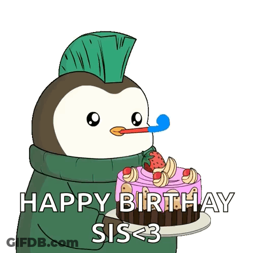 A Penguin Is Blowing Out A Candle On A Birthday Cake GIF