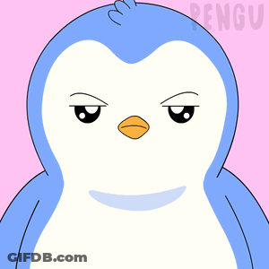 A Penguin Is Covering Its Mouth With Its Hand And The Word Pengu Is On The Bottom Right GIF