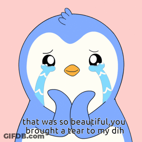 A Penguin Is Crying With The Words That Was So Beautiful You Brought A Tear To My Dih Below It GIF