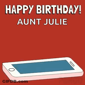 A Penguin Is Holding A Birthday Cake In Front Of A Cell Phone .. GIF