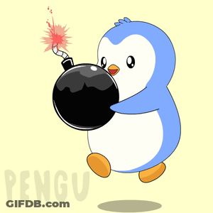 A Penguin Is Holding A Bomb With A Lit Fuse On It GIF