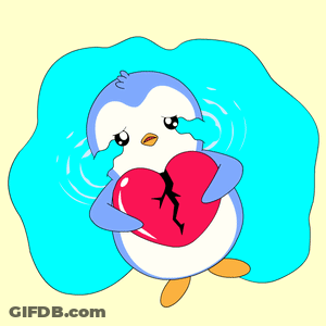 A Penguin Is Holding A Broken Heart In Its Hands GIF