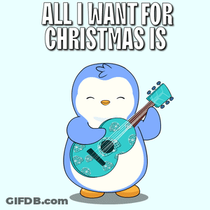 Penguin Holding Guitar All I Want For Christmas Is Money GIF