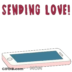 A Penguin Is Holding A Heart In Its Mouth While Sitting On A Phone . GIF