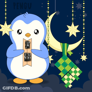A Penguin Is Holding A Piece Of Paper With The Word Pengu On It GIF