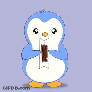 A Penguin Is Holding A Sign That Says " No " GIF