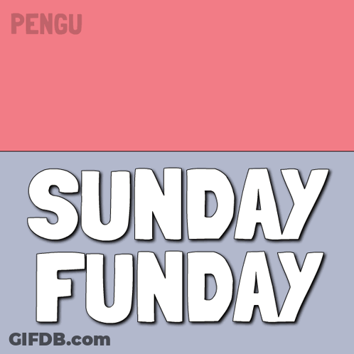 A Penguin Is Peeking Over A Sign That Says Sunday Funday GIF