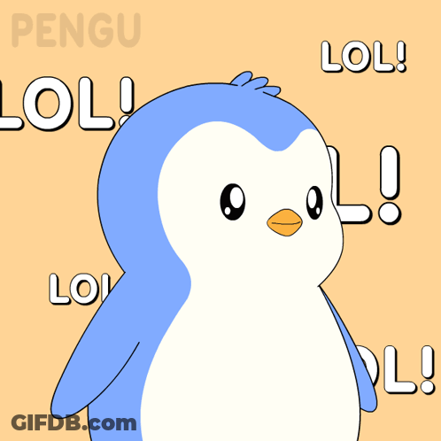 A Penguin Is Pointing At The Word Lol GIF