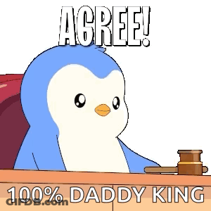 A Penguin Is Sitting At A Judge 'S Bench With A Gavel And Says Agree ! 100 % Daddy King GIF