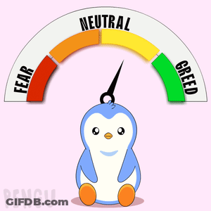 A Penguin Is Sitting Under A Gauge That Says " Neutral " GIF
