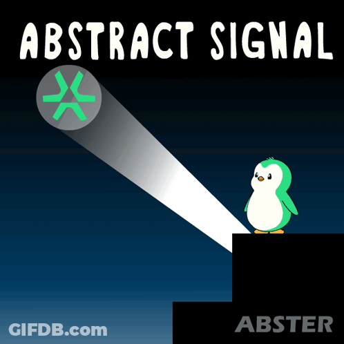 A Penguin Is Standing On A Ledge Looking At A Light That Says Abstract Signal GIF