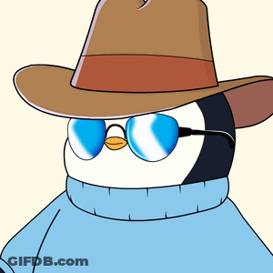 A Penguin Is Wearing A Hat And Sunglasses GIF
