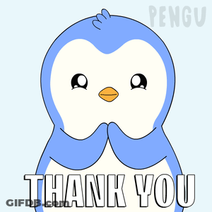 A Penguin Says Thank You In Front Of A White Background GIF