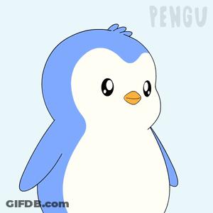 A Penguin Says Thank You With A Blue Background GIF