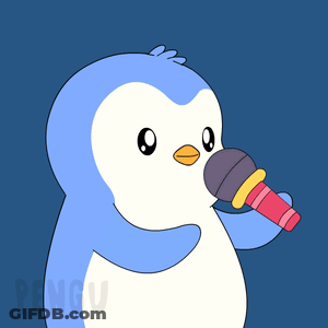 A Penguin Singing Into A Microphone With The Words Nobody Cares In The Background GIF