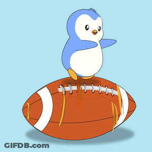 A Penguin Sitting On Top Of A Football GIF