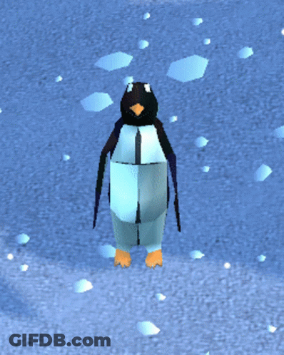 A Penguin Standing On Top Of A Pair Of Drums GIF