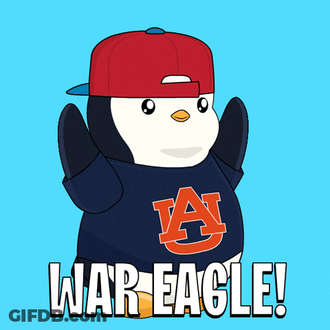 A Penguin Wearing A Hat And A Shirt That Says Ware Eagle GIF