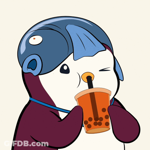 Penguin Wearing Helmet Drinking Cup GIF