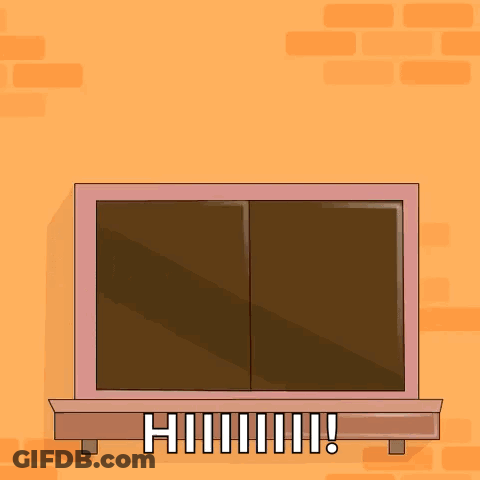 A Penguin Wearing A Pink Hat Is Looking Out Of A Window With The Words Checking In Behind It GIF