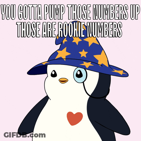 A Penguin Wearing A Wizard Hat Says You Gotta Pump Those Numbers Up GIF