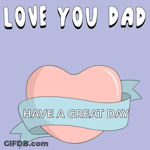A Penguin Wearing An Orange Hat Is Holding A Heart With The Words Love You Dad Have A Great Day Written On It GIF