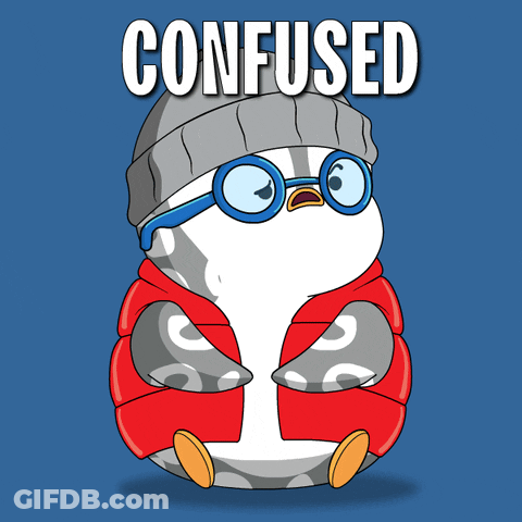A Penguin Wearing Glasses And A Hat With The Word Confused Below It GIF