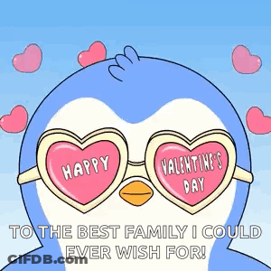 A Penguin Wearing Heart Shaped Sunglasses Says Happy Valentine 'S Day GIF