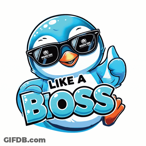 A Penguin Wearing Sunglasses Giving A Thumbs Up And The Words Like A Boss GIF