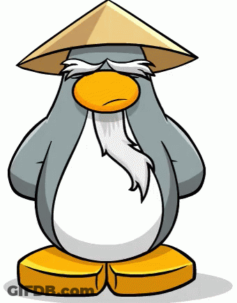 A Penguin With A Beard And A Hat On GIF