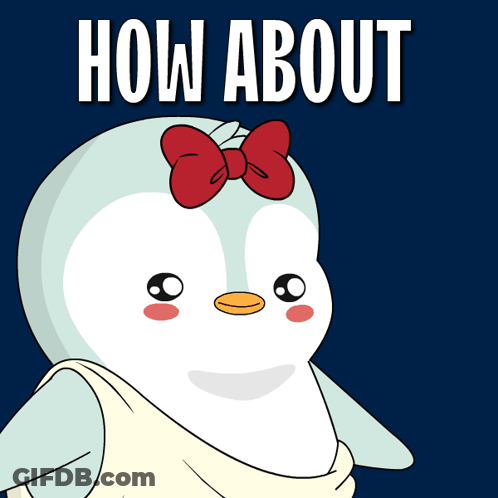 A Penguin With A Red Bow Is Holding Up A Sign That Says No GIF