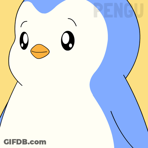 A Penguin With Its Eyes Closed And The Words Of Course On The Bottom GIF