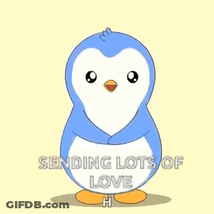 A Penguin With Pink Hearts Around Its Neck Is Sending Lots Of Love GIF