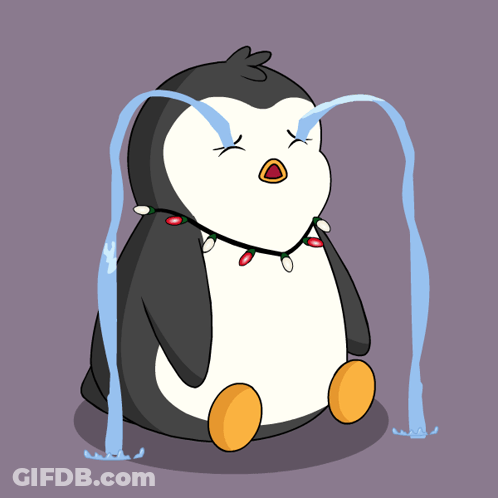 A Penguin With Tears Running Down Its Face GIF