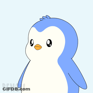 A Penguin With The Word Stop Behind Him GIF