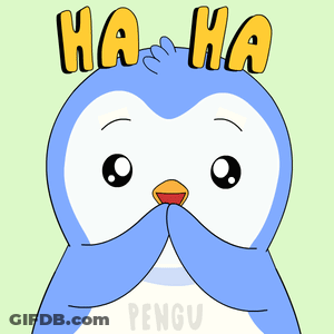 A Penguin With The Words Ha Ha Written On It GIF