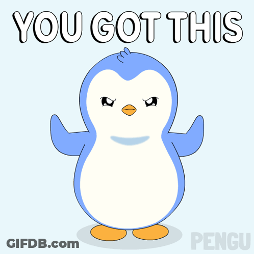 A Penguin With The Words " You Got This " Written Above It GIF