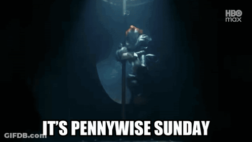 A Pennywise Clown With The Words It 'S Pennywise Sunday Below Him GIF