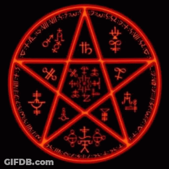 A Pentagram With A Lot Of Symbols And Letters On It GIF