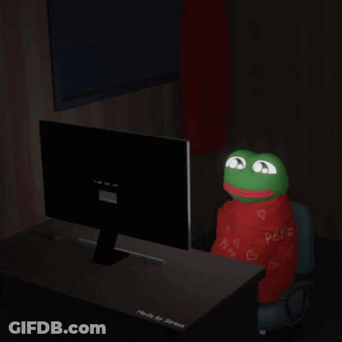 A Pepe Frog Is Wrapped In A Red Blanket GIF
