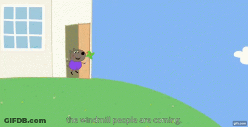 A Peppa Pig Cartoon Shows The Windmill People Coming GIF