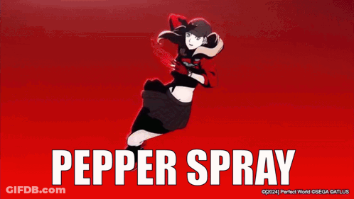 A Pepper Spray Is Being Sprayed On A Red Surface GIF