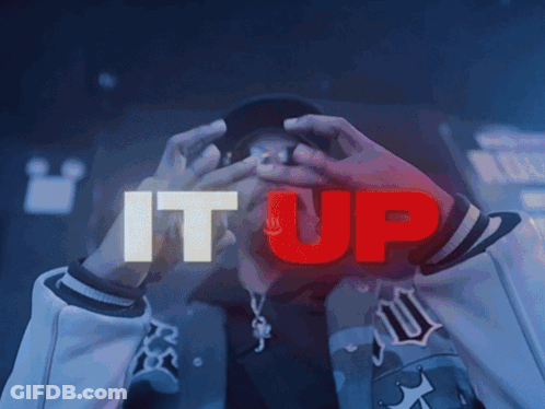 A Person Covering Their Face With Their Hands And The Word It Up Is Visible GIF