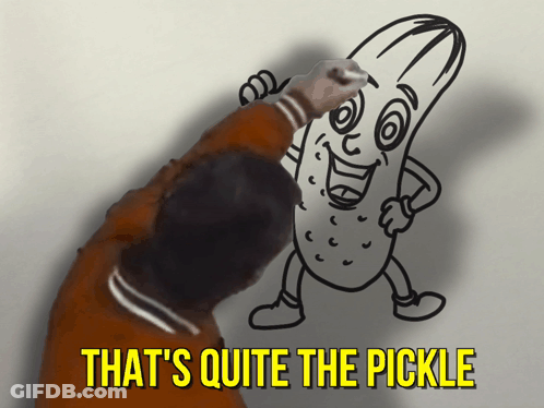 A Person Drawing A Pickle With The Words That 'S Quite The Pickle Underneath It GIF