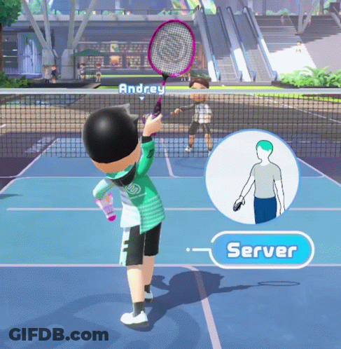 A Person Holding A Badminton Racket With The Name Andrey On The Back GIF