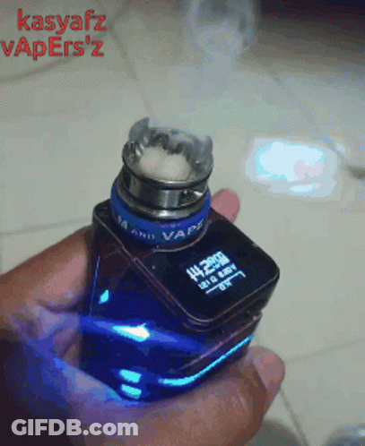 A Person Holding A Device That Says Kasyafz Vapers 'Z On The Bottom GIF