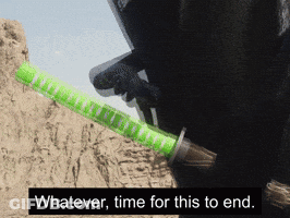 A Person Holding A Green Sword With Whatever Time For This To End Written On The Bottom GIF
