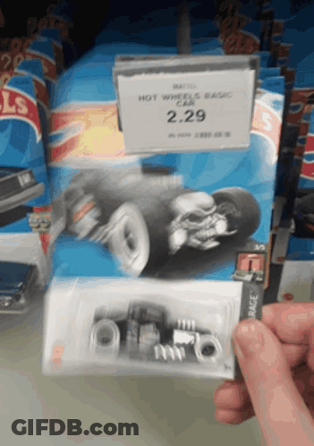 A Person Holding A Hot Wheels Basic Car For 2.29 GIF