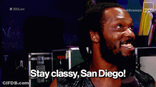 A Person Holding A Microphone With The Words Assy San Diego Behind Them GIF