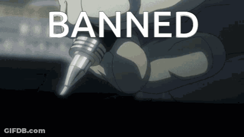 A Person Holding A Pen With The Word Banned Written On It GIF